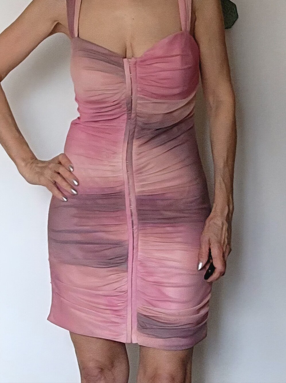 NWT ZARA Ruched Pink Ombre Sleeveless Dress